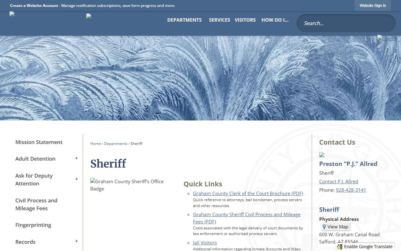 Graham County Sheriff's Office main website
