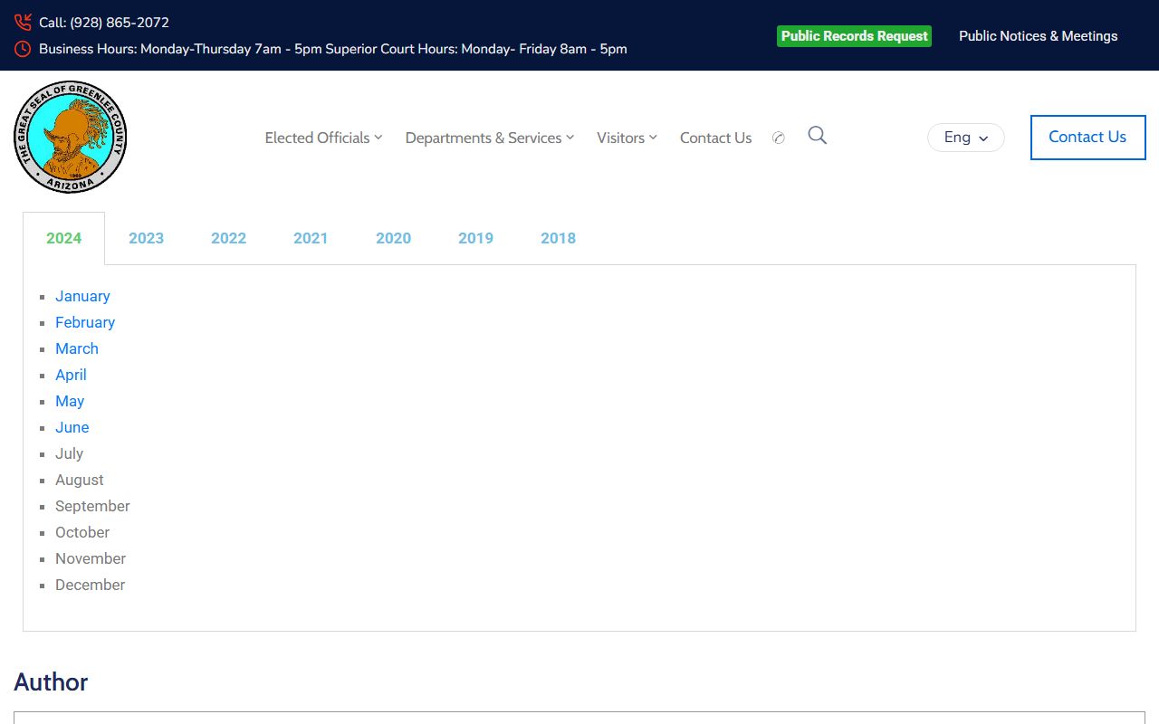 Greenlee County Sheriff's Office jail logs page