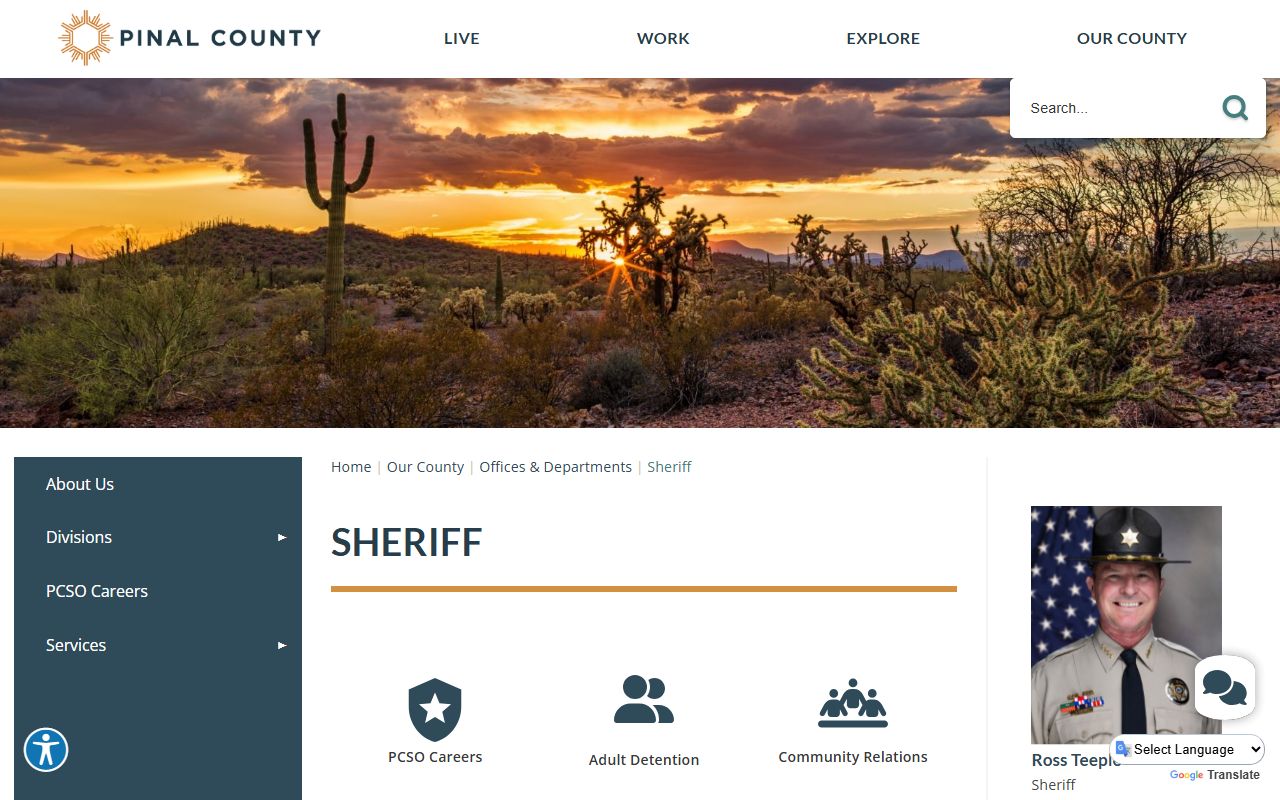 Pinal County Sheriff's Office main website