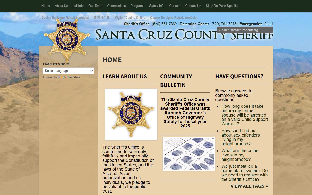 Santa Cruz County Sheriff's Office main website